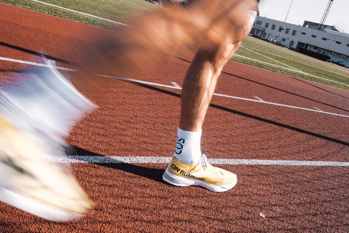 An athlete mid-training session